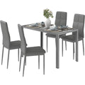set sala da pranzo grigio vetro temperato per