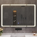 armadietti a specchio bianco con ripiani illuminato led 1