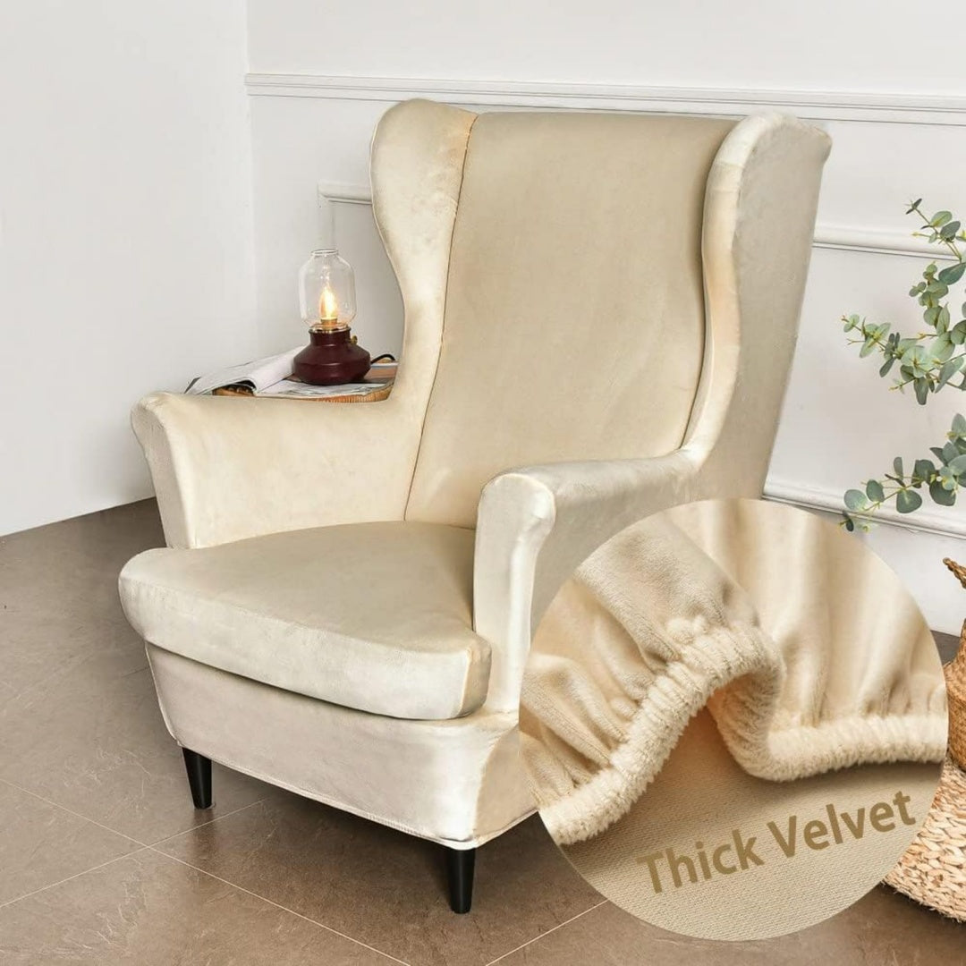 fodere copripoltrona beige resistente con cuscini